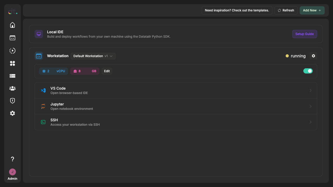 Workstations in sidebar